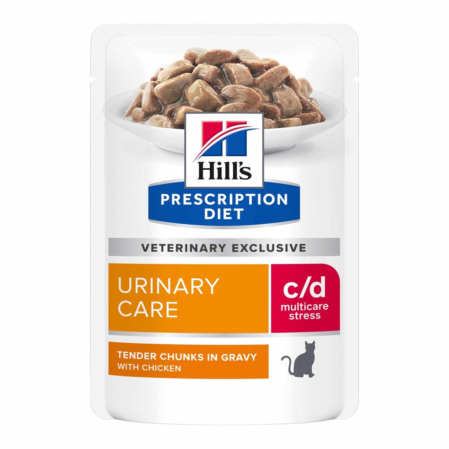 Hills Prescription Diet c/d Urinary Stress Wet Cat Food in Gravy - Chicken - 12x85g Pouches