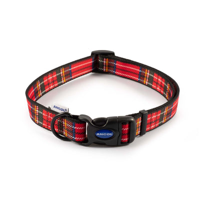 Ancol Red Tartan Adjustable Dog Collar 45-70cm