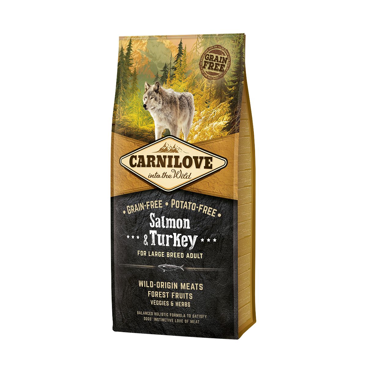 Carnilove Carnilove Grain Free Chicken Duck Salmon Turkey Adult Dry Dog Food pet food packaging
