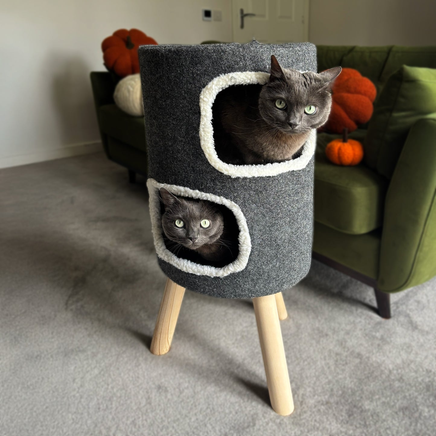Purrshire Felt Two Level Cat Stool House - 76cm Height