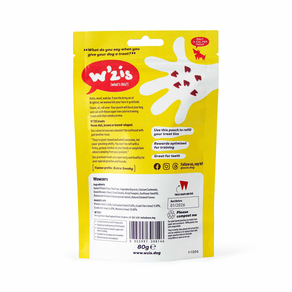 W'ZIS Wowzers 1/2-Calorie Dog Training Treat Pouch - Smoky Flavour 80g