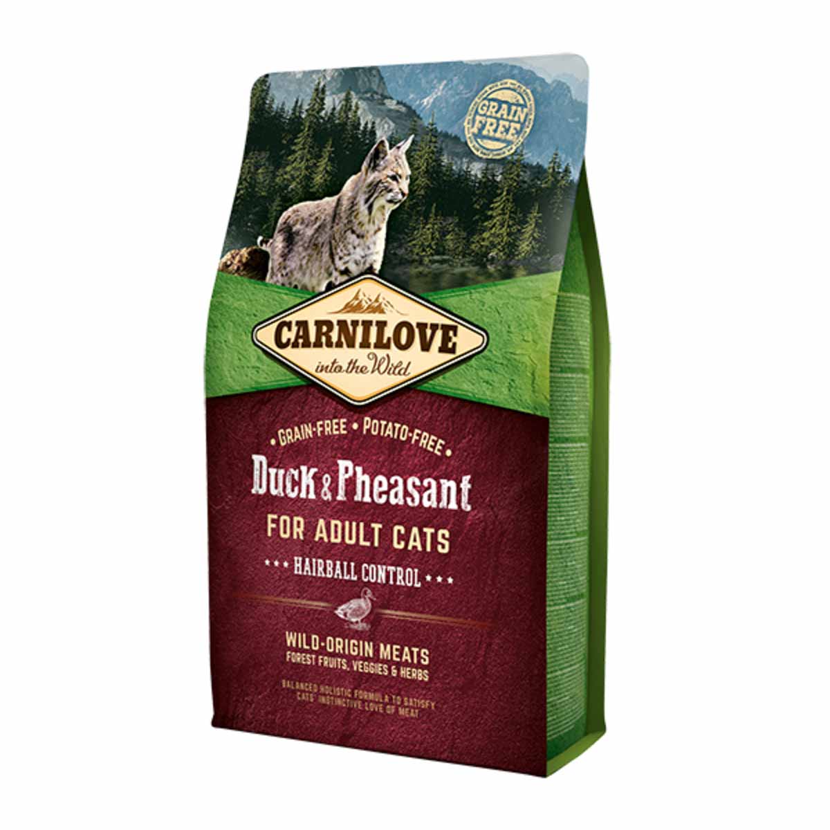 Carnilove Adult Hairball Control Grain Free Dry Cat Food - Duck and Pheasant