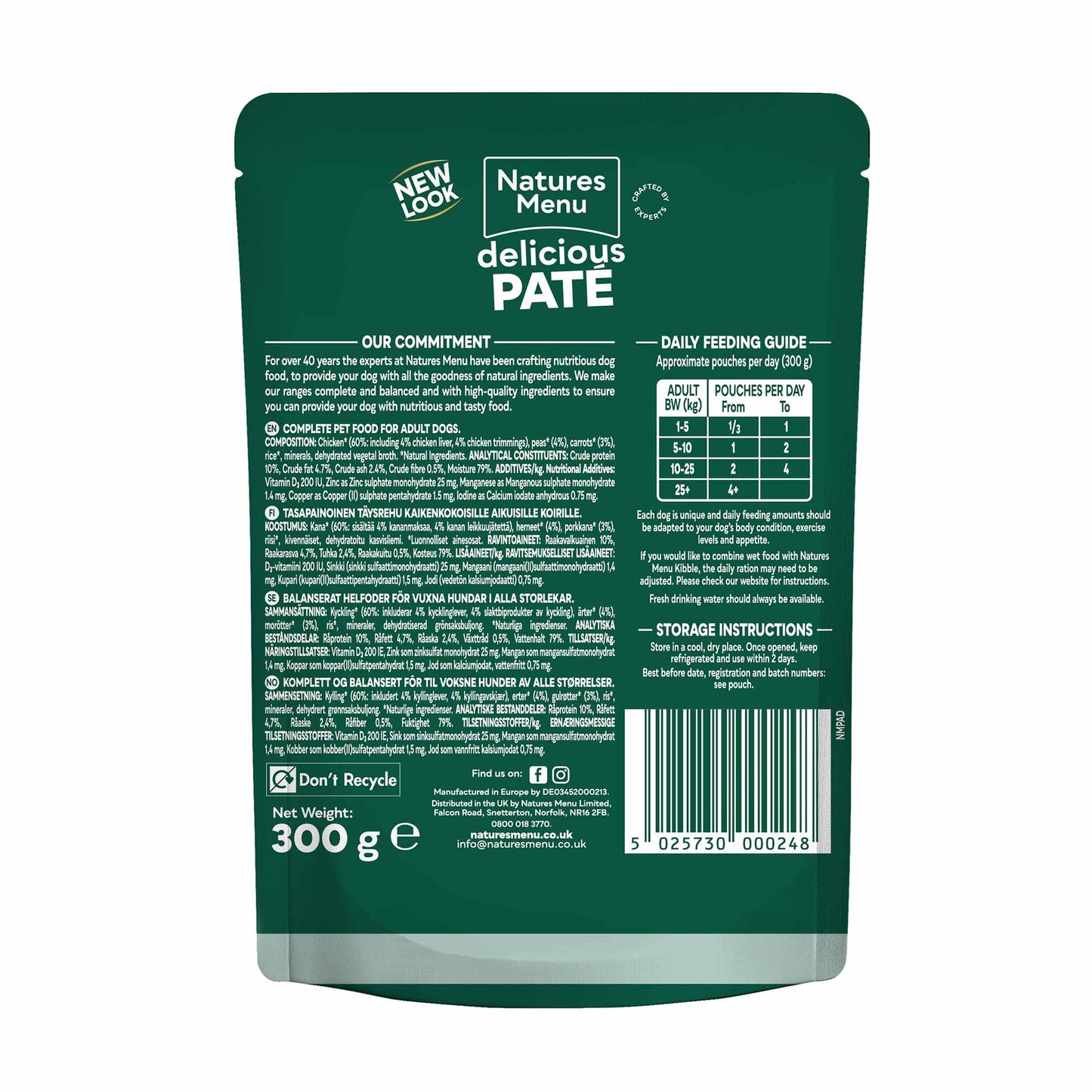 Natures Menu Adult Wet Dog Food - Chicken - 8x300g Pouches