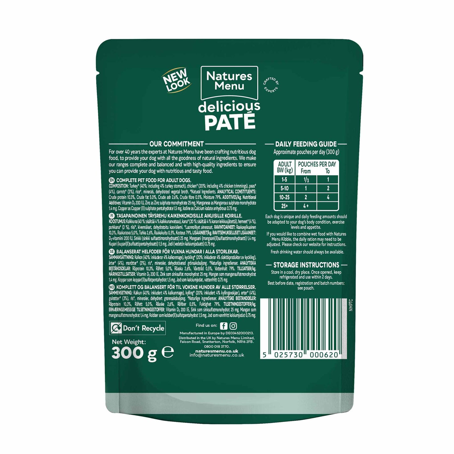 Natures Menu Adult Turkey and Chicken - 8 x 300g Pouches