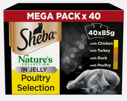 SHEBA Nature's Collection Adult Wet Cat Food in Jelly - Poultry - 40x85g Pouches