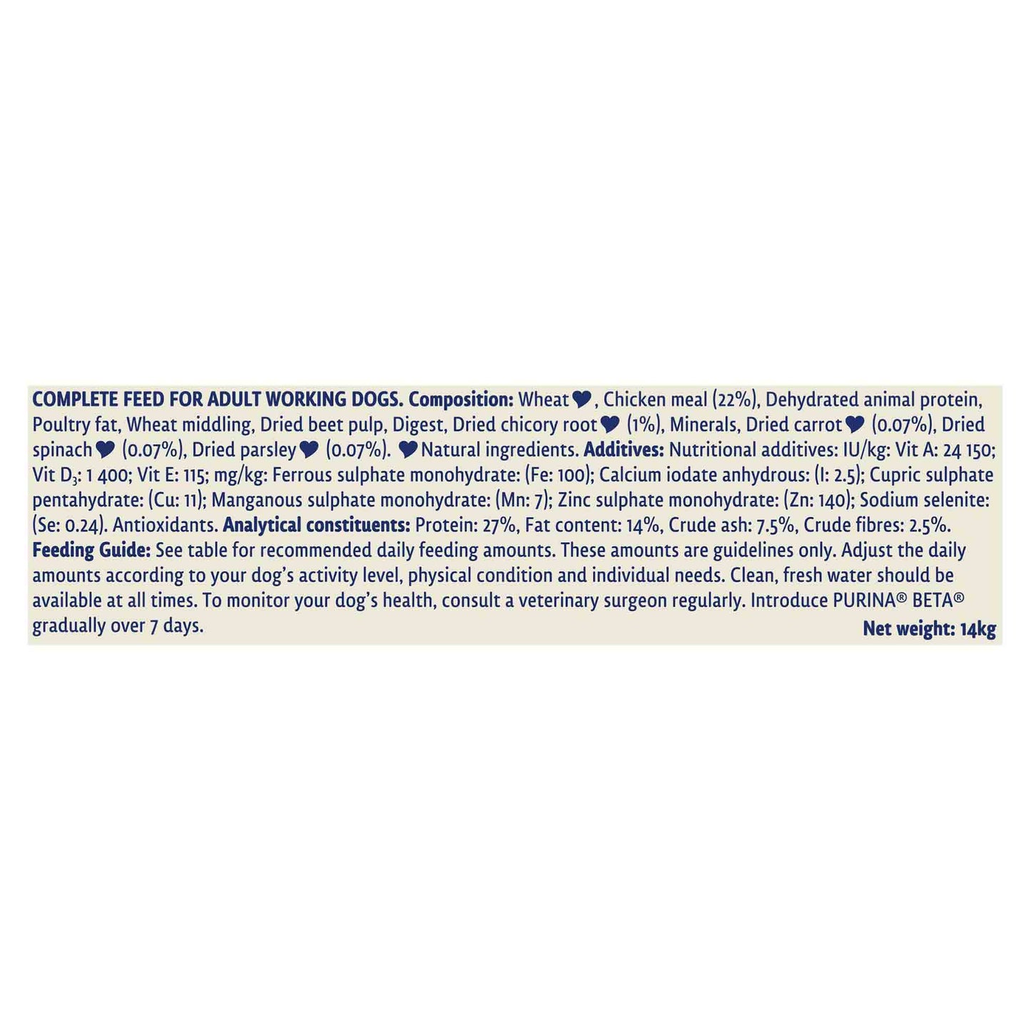 Beta Working Dog Adult Dry Dog Food - Chicken