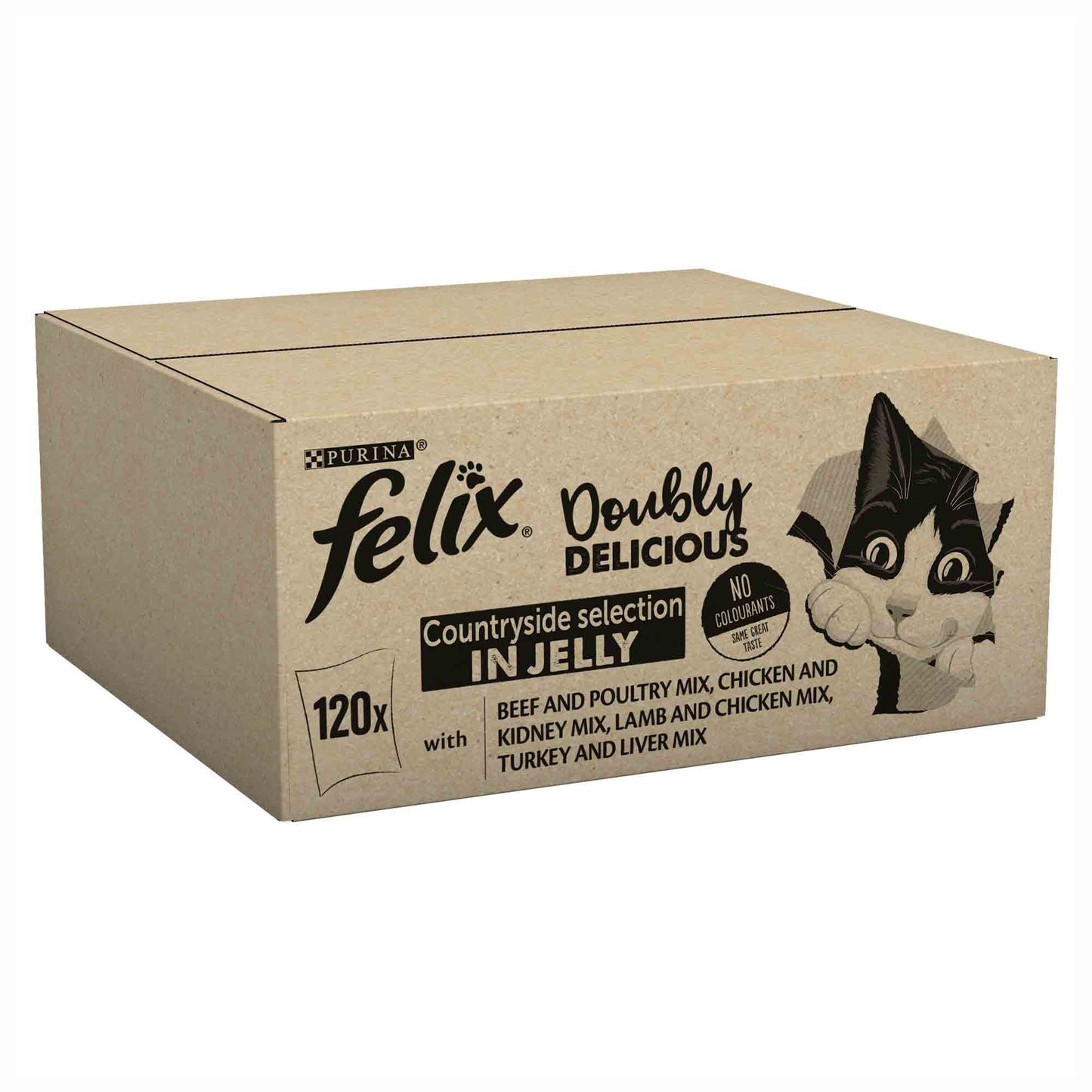 Felix Doubly Delicious Adult Wet Cat Food in Jelly - Countryside Selection - 120x85g Pouches