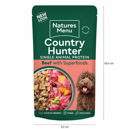 Country Hunter Adult Wet Dog Food - Grass-Fed Beef - 6x150g Pouches