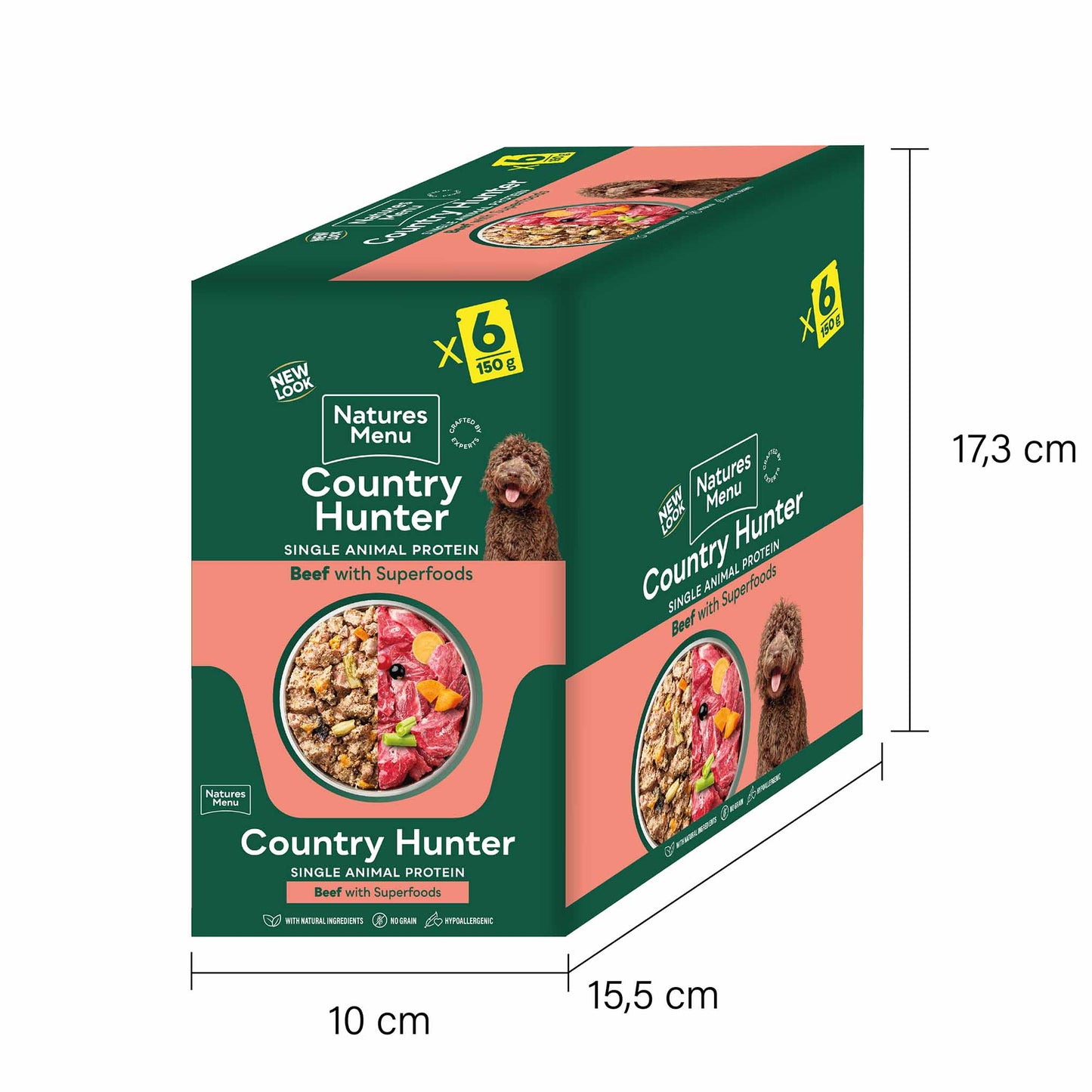 Country Hunter Adult Wet Dog Food - Grass-Fed Beef - 6x150g Pouches