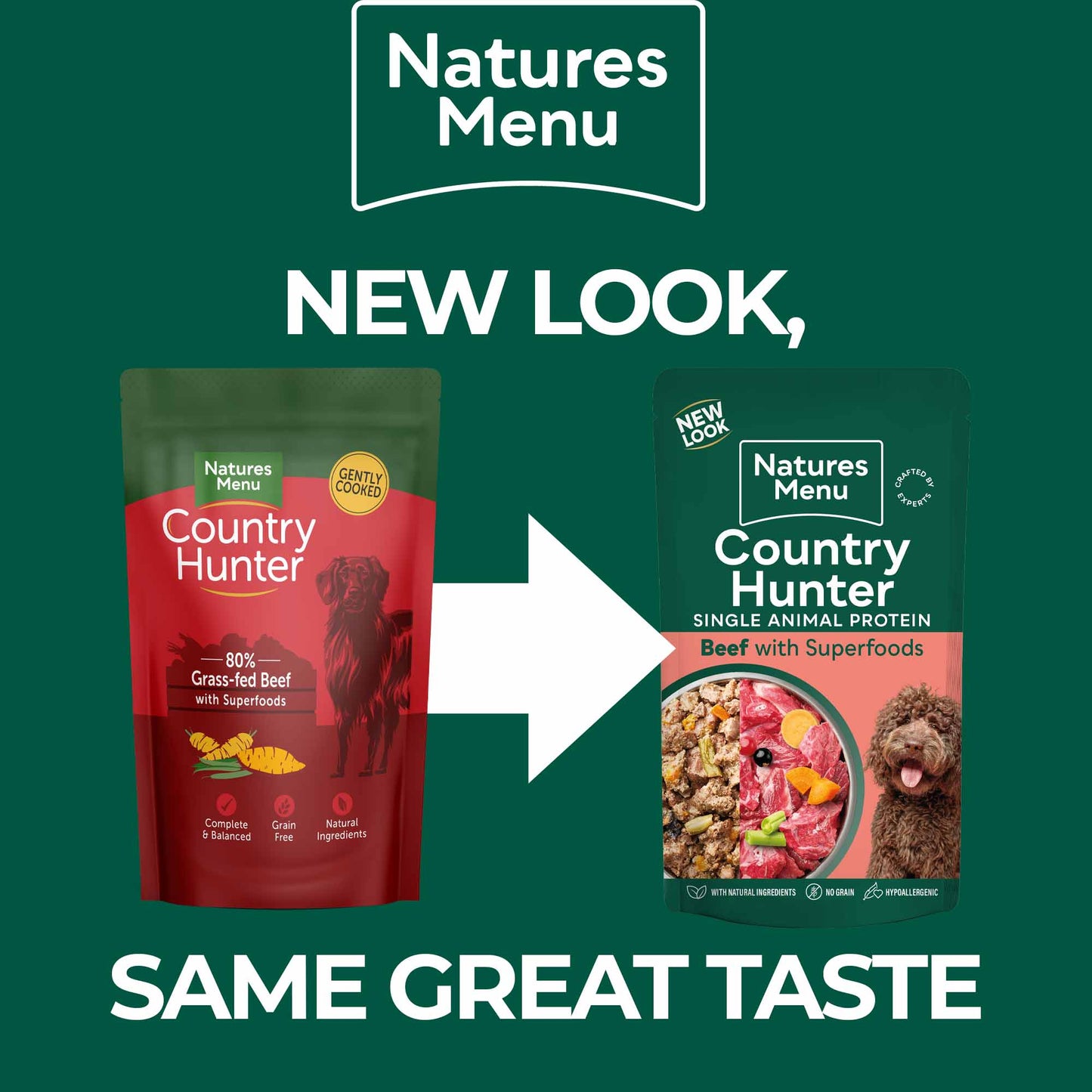 Country Hunter Adult Wet Dog Food - Grass-Fed Beef - 6x150g Pouches