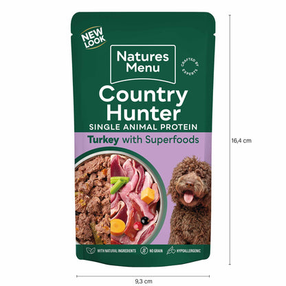 Country Hunter Adult Wet Dog Food - Farm Reared Turkey - 6x150g Pouches