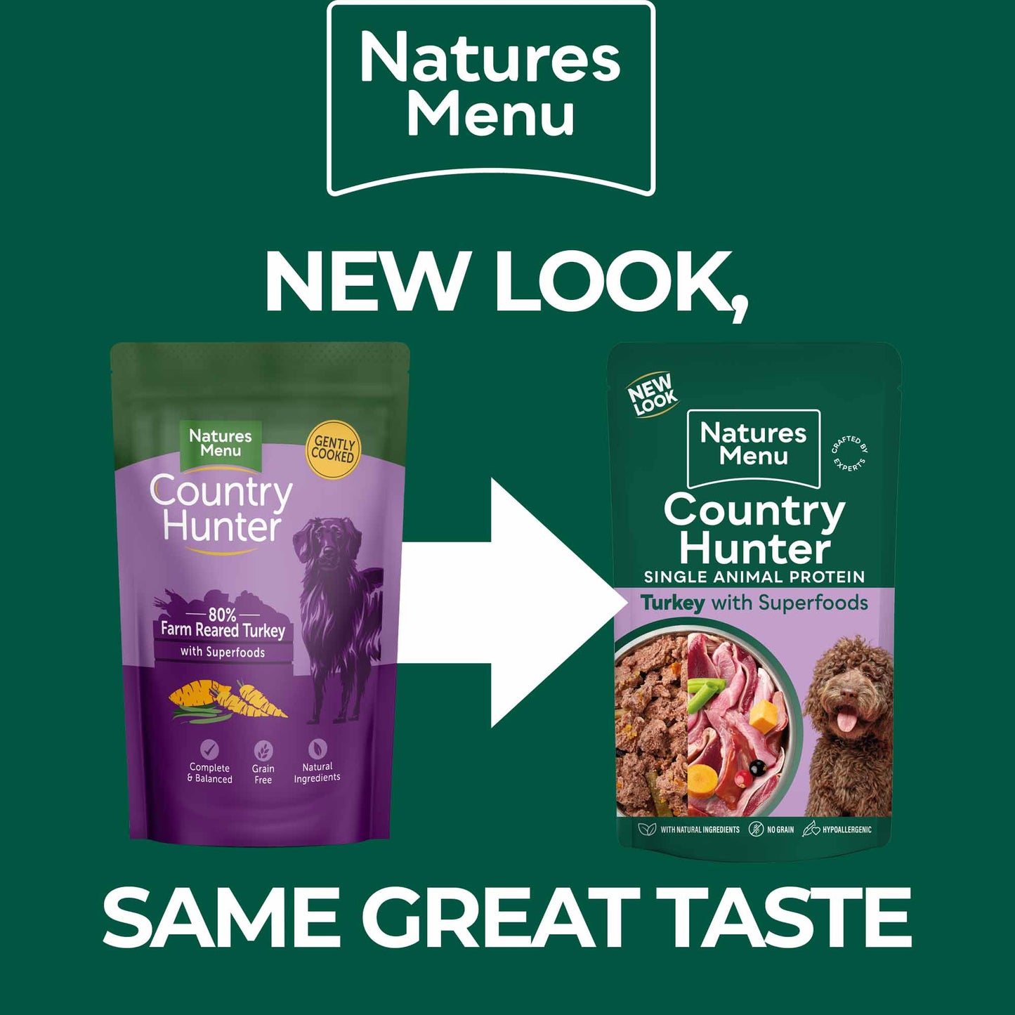 Country Hunter Adult Wet Dog Food - Farm Reared Turkey - 6x150g Pouches