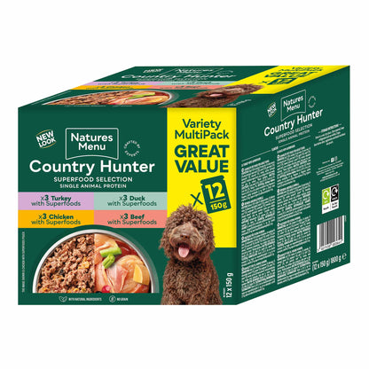 Country Hunter Wet Dog Food - Superfood Selection Multipack - 12x150g Pouches