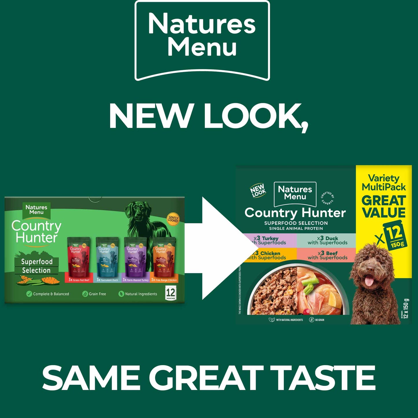 Country Hunter Wet Dog Food - Superfood Selection Multipack - 12x150g Pouches