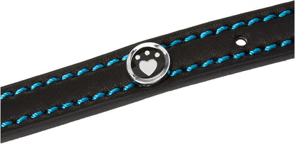 Rosewood Luxury Black Leather Dog Collar 10-14 inch