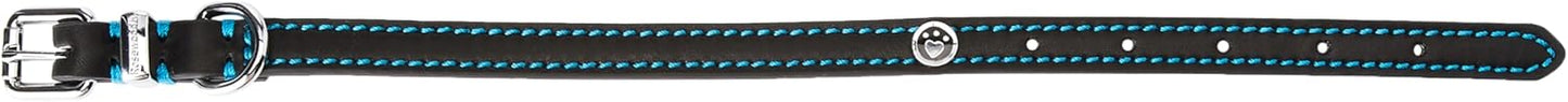 Rosewood Luxury Black Leather Dog Collar 10-14 inch