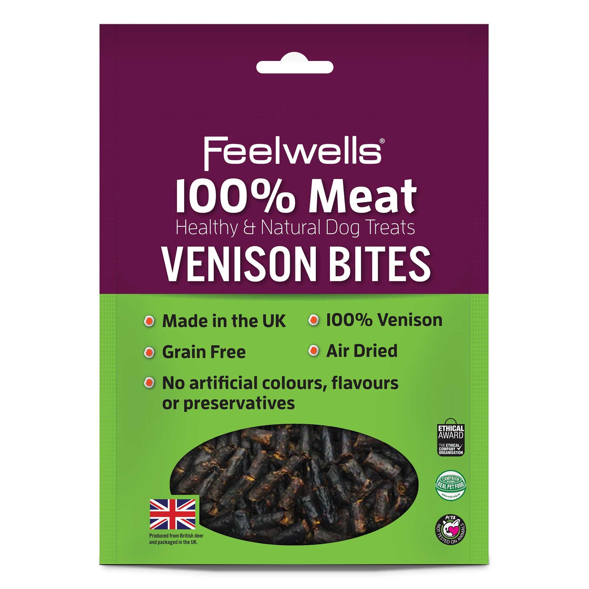 Feelwells Feelwells Bite Venison Adult Treat Dog Food pet food packaging