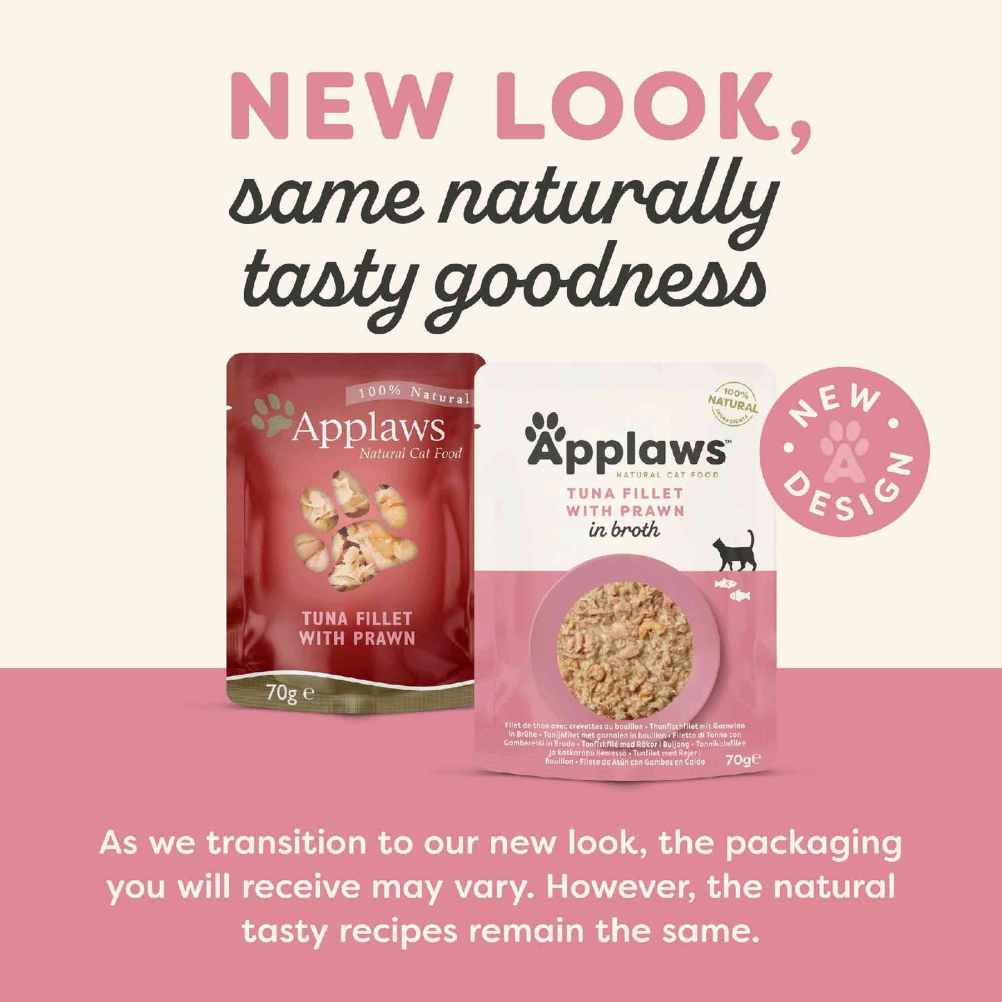 Applaws Complimentary Adult Wet Cat Food - Tuna & Pacific Prawn - 12x70g Pouches