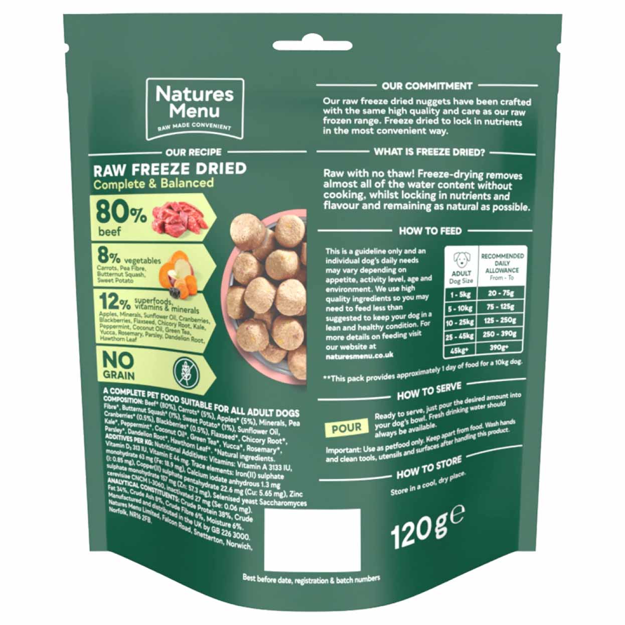 Natures Menu Complete & Balanced Freeze Dried Dog Food -  Beef Nuggets - 120g