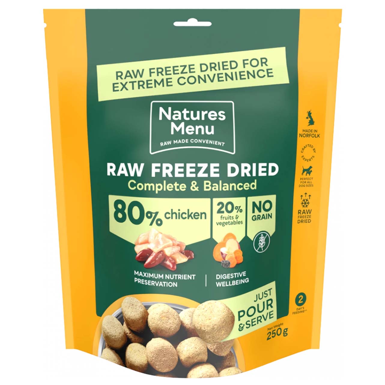 Natures menu Natures Menu Balanced Freeze Dried Nuggets Chicken Adult Dry Dog Food pet food packaging