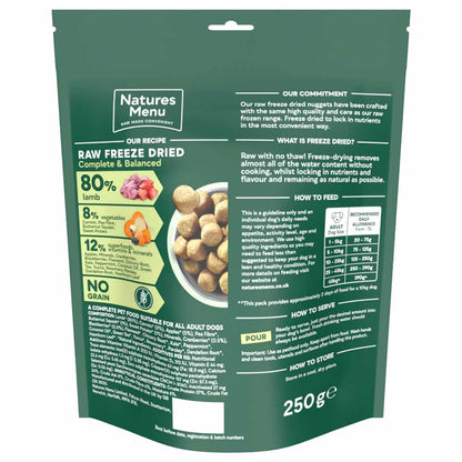 Natures Menu Complete & Balanced Freeze Dried Dog Food - Lamb Nuggets - 120g