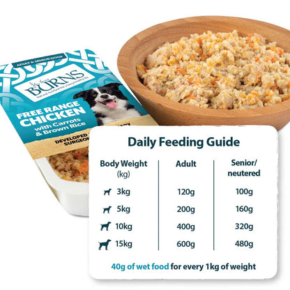 Burns Adult/Senior Wet Dog Food - Chicken & Rice - 12x150g Trays