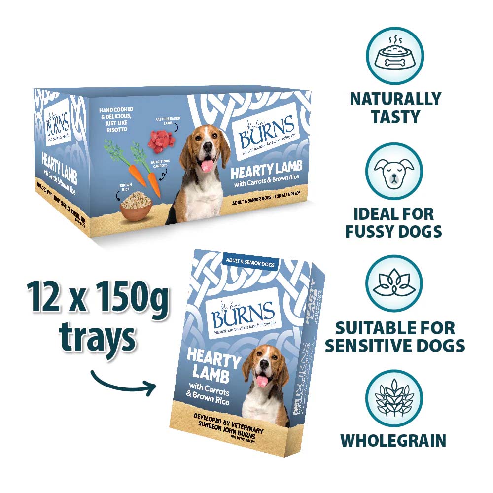Burns Adult/Senior Wet Dog Food - Lamb & Rice - 12x150g Trays