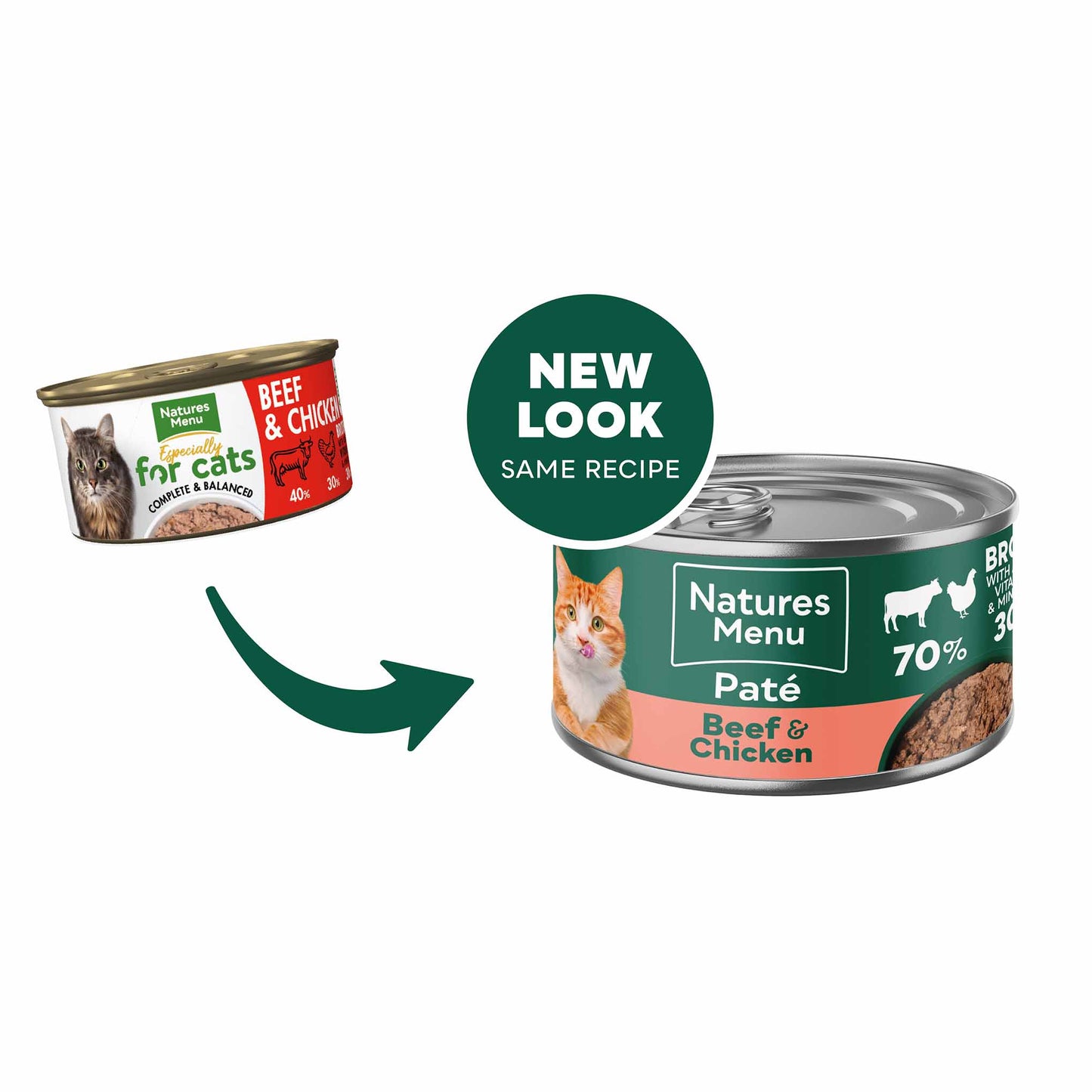 Natures Menu Adult Wet Cat Food - Beef & Chicken - 18x85g cans