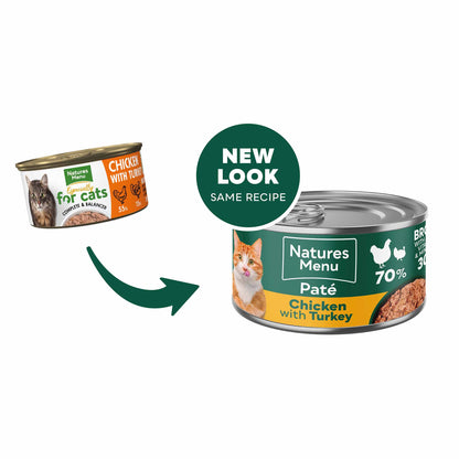 Natures Menu Adult Wet Cat Food - Chicken & Turkey - 18x85g cans