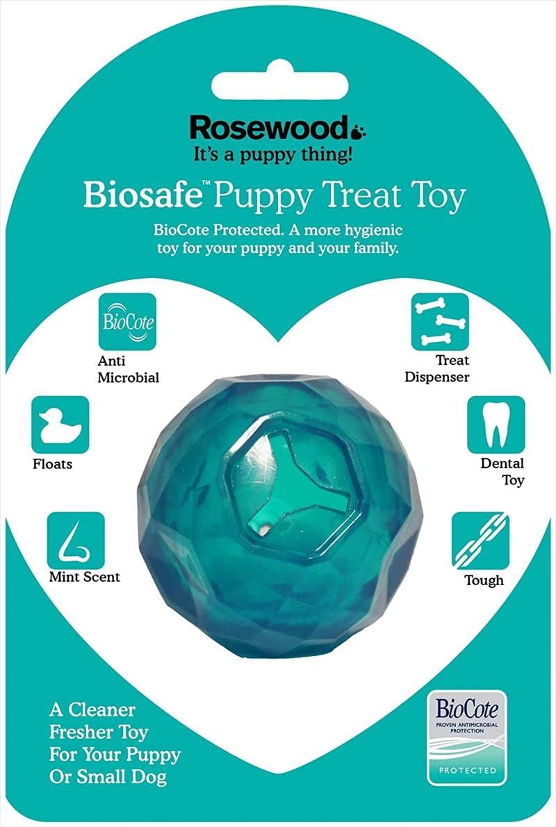 Rosewood Biosafe Puppy Treat Dispensing Toy - Blue - Ball