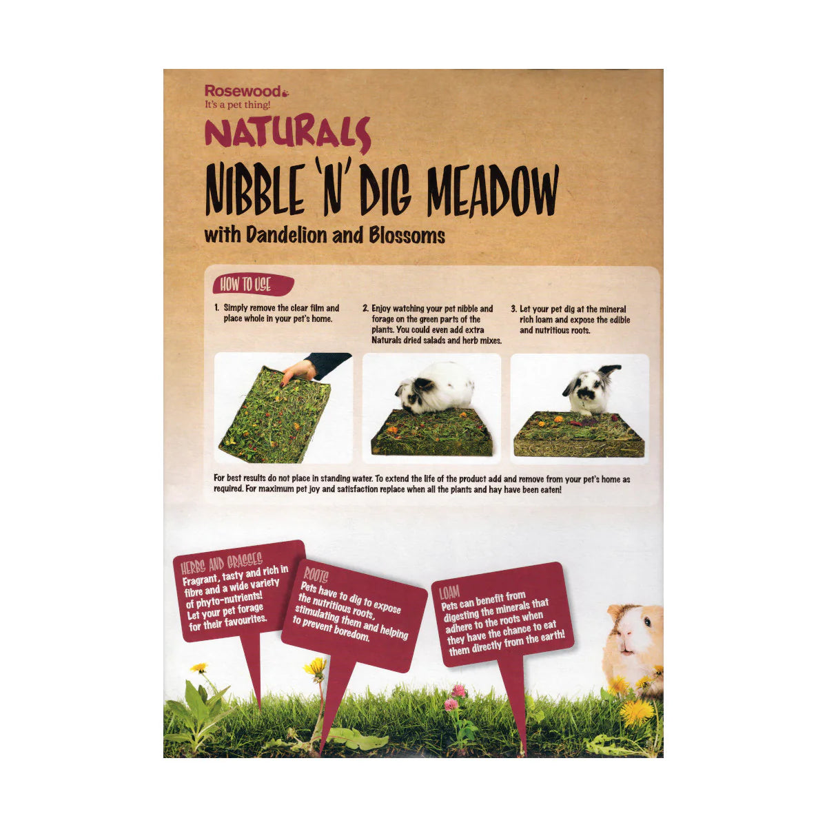 Rosewood Naturals Nibble N Dig Meadow Small Pet Treat