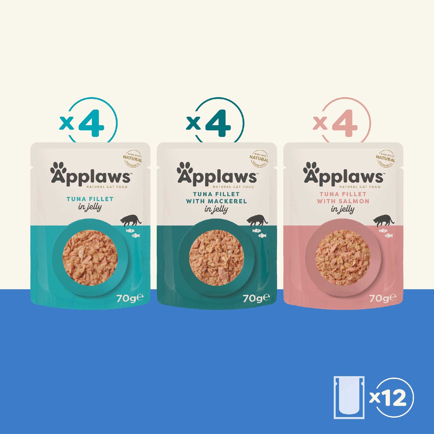 Applaws Adult Wet Cat Food Fish Selection in Jelly - 12x70g pouches