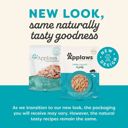 Applaws Adult Wet Cat Food Tuna Fillet in Jelly - 16x70g Pouches