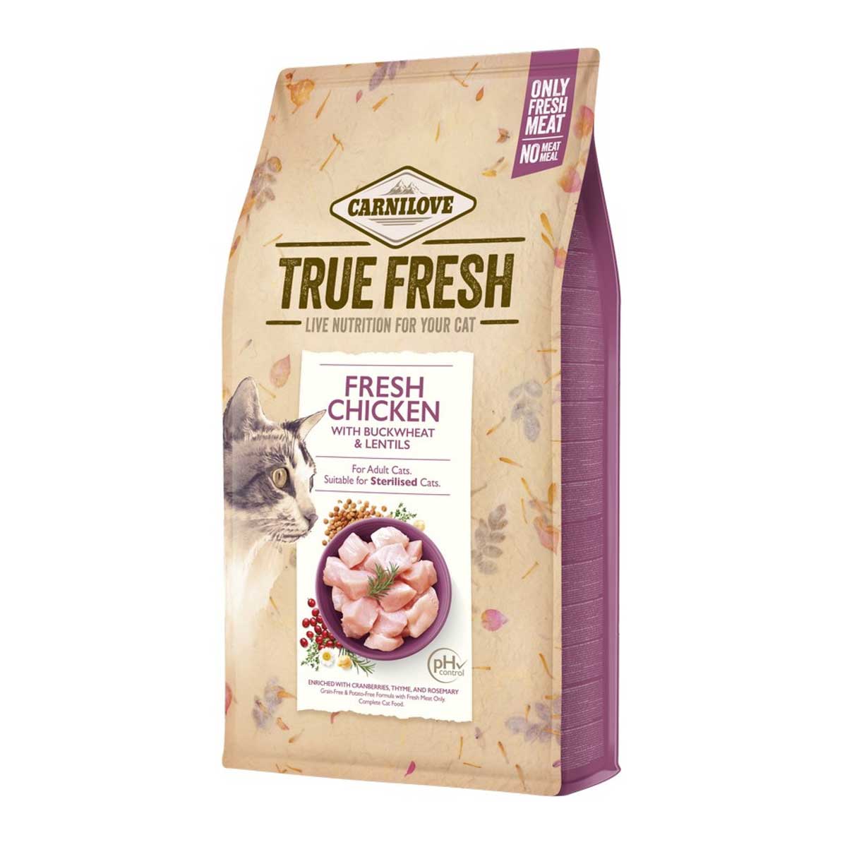 Carnilove Carnilove True Buckwheat Lentils Chicken Adult Dry Cat Food pet food packaging