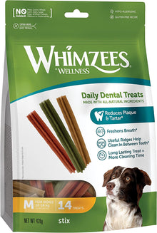 WHIMZEES Stix Medium Dental Dog Chew Treat - 14 pack