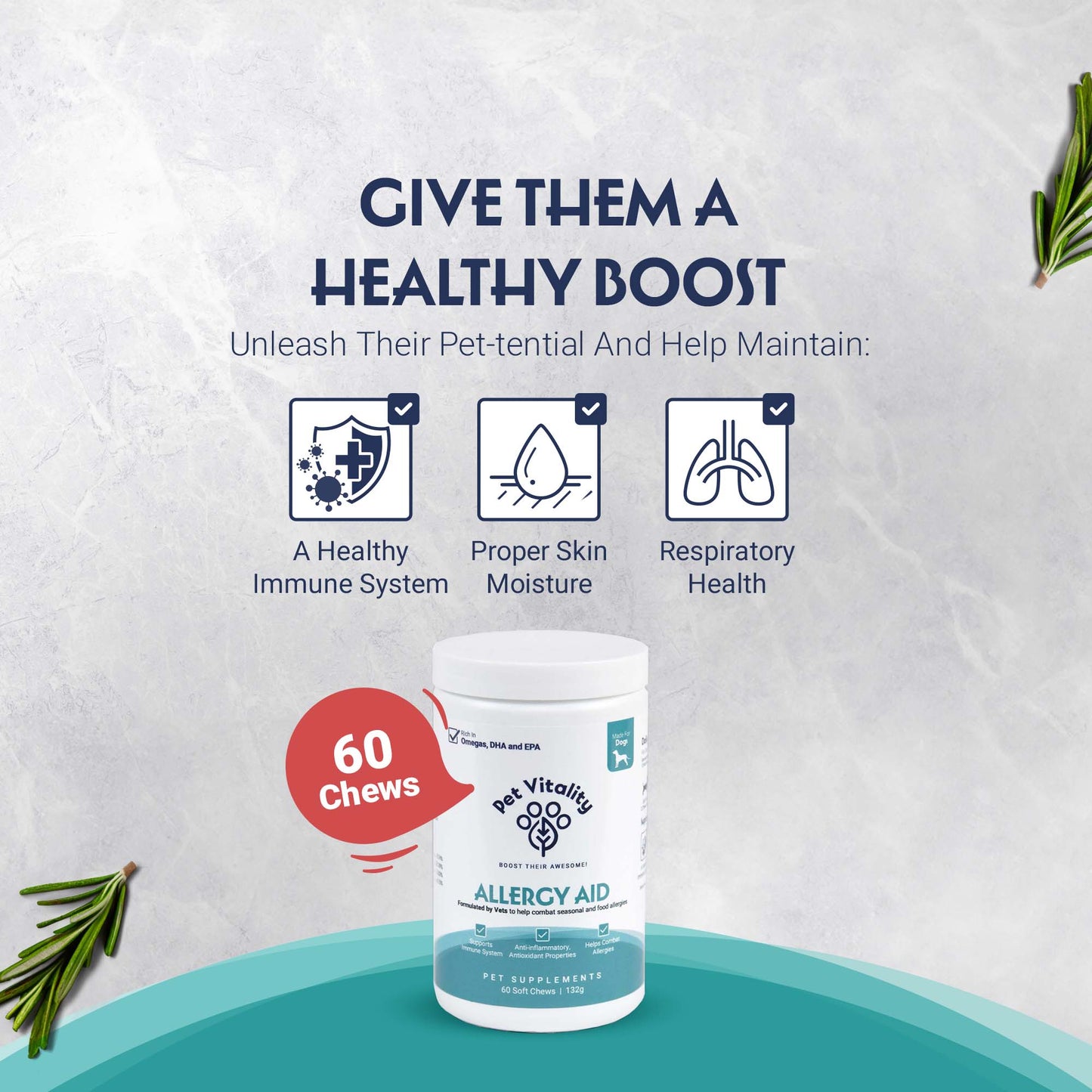 Pet Vitality Allergy Aid For Dogs – 60 Chews