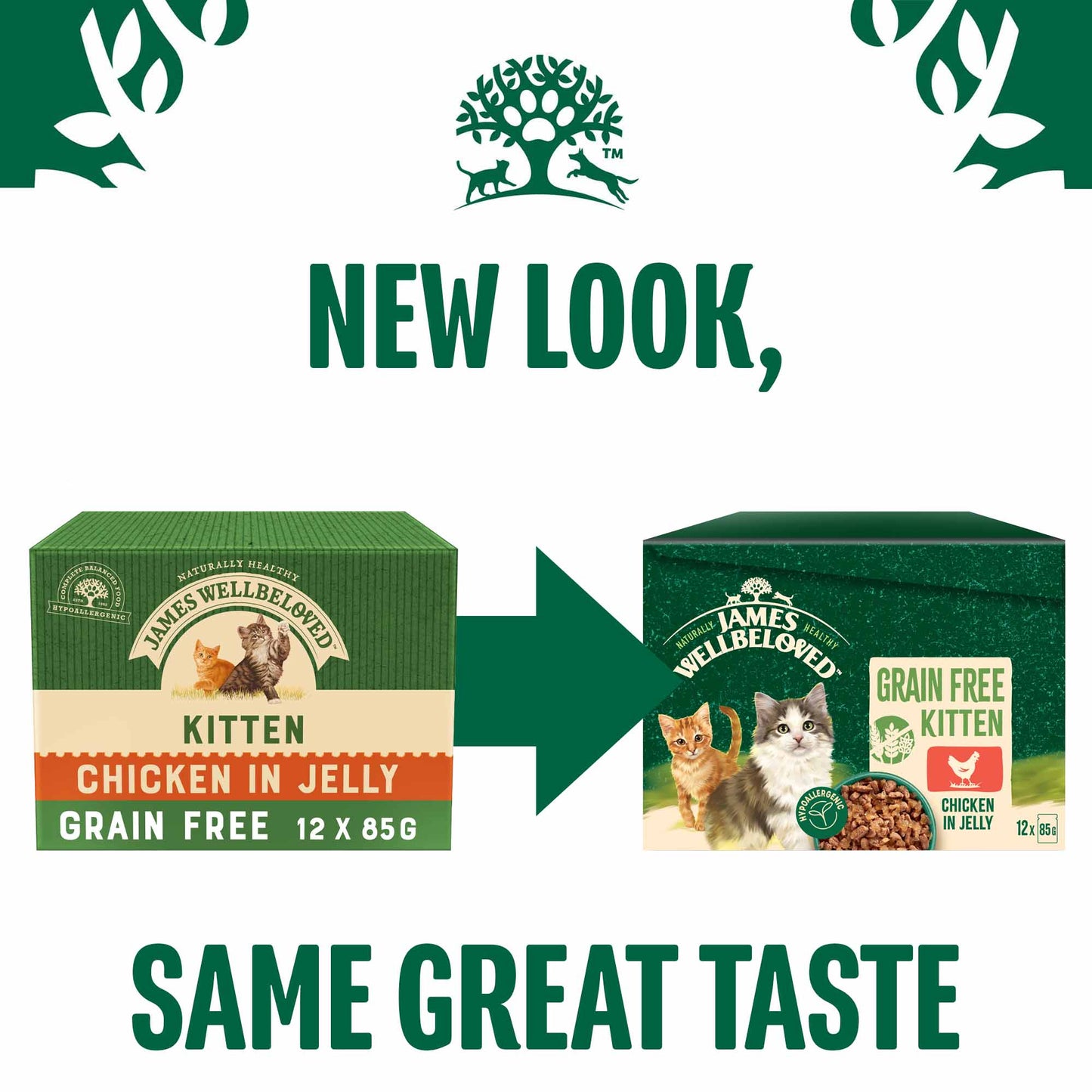 James Wellbeloved Kitten Grain Free Wet Cat Food in Jelly - Chicken - 12x85g Pouches