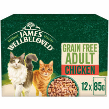 James Wellbeloved Adult Grain Free Wet Cat Food in Jelly - Chicken - 12x85g Pouches