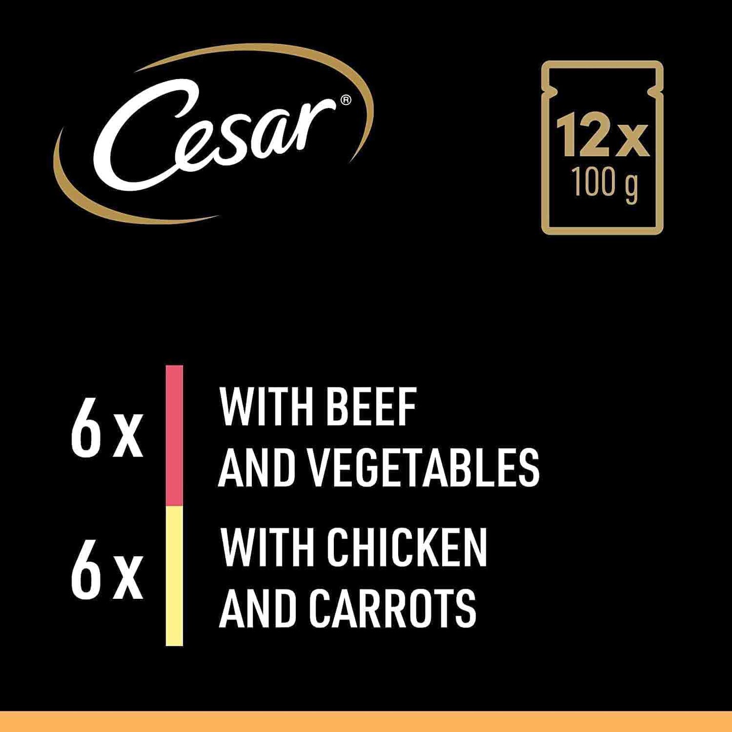 CESAR Deliciously Fresh Favourites Adult Wet Dog Food in Jelly - 12x100g Pouches