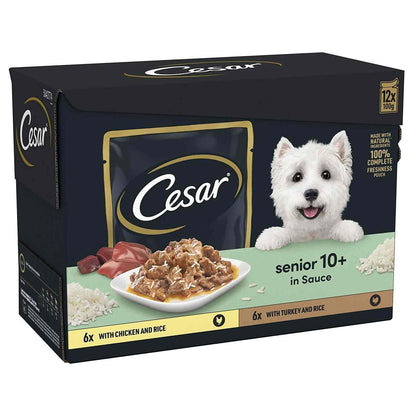 CESAR Mixed Selection Senior Wet Dog Food in Sauce - 12x100g Pouches