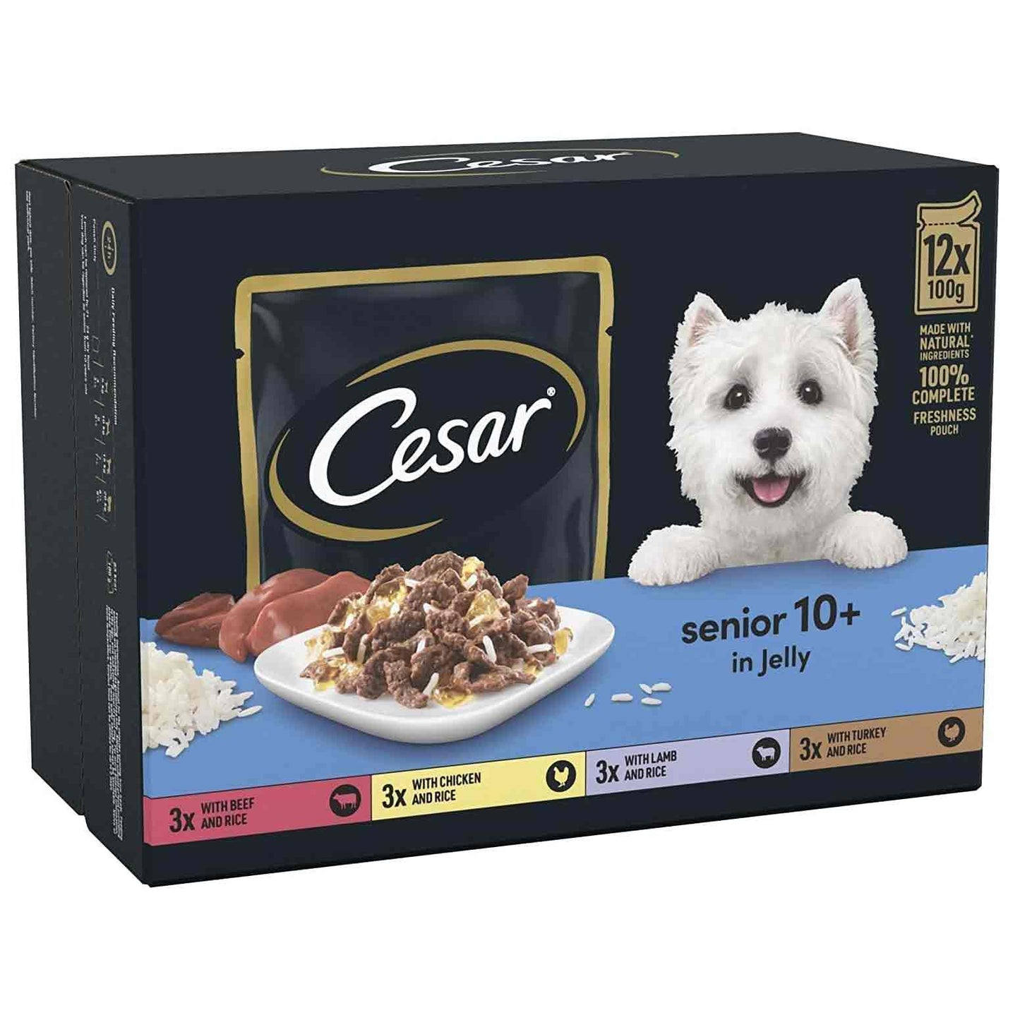CESAR Deliciously Fresh Mixed Selection Senior 10+ Wet Dog Food in Jelly - 12x100g Pouches