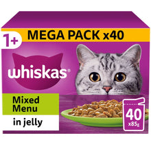 WHISKAS 1+ Adult Wet Cat Food in Jelly - Mixed Menu - 40x85g Pouches