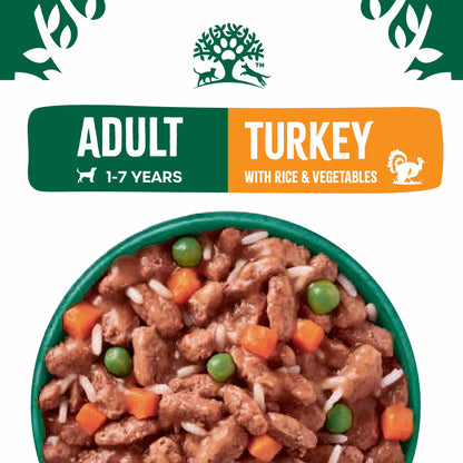 James Wellbeloved Adult Wet Dog Food in Gravy - Turkey & Rice - 12x90g Pouches