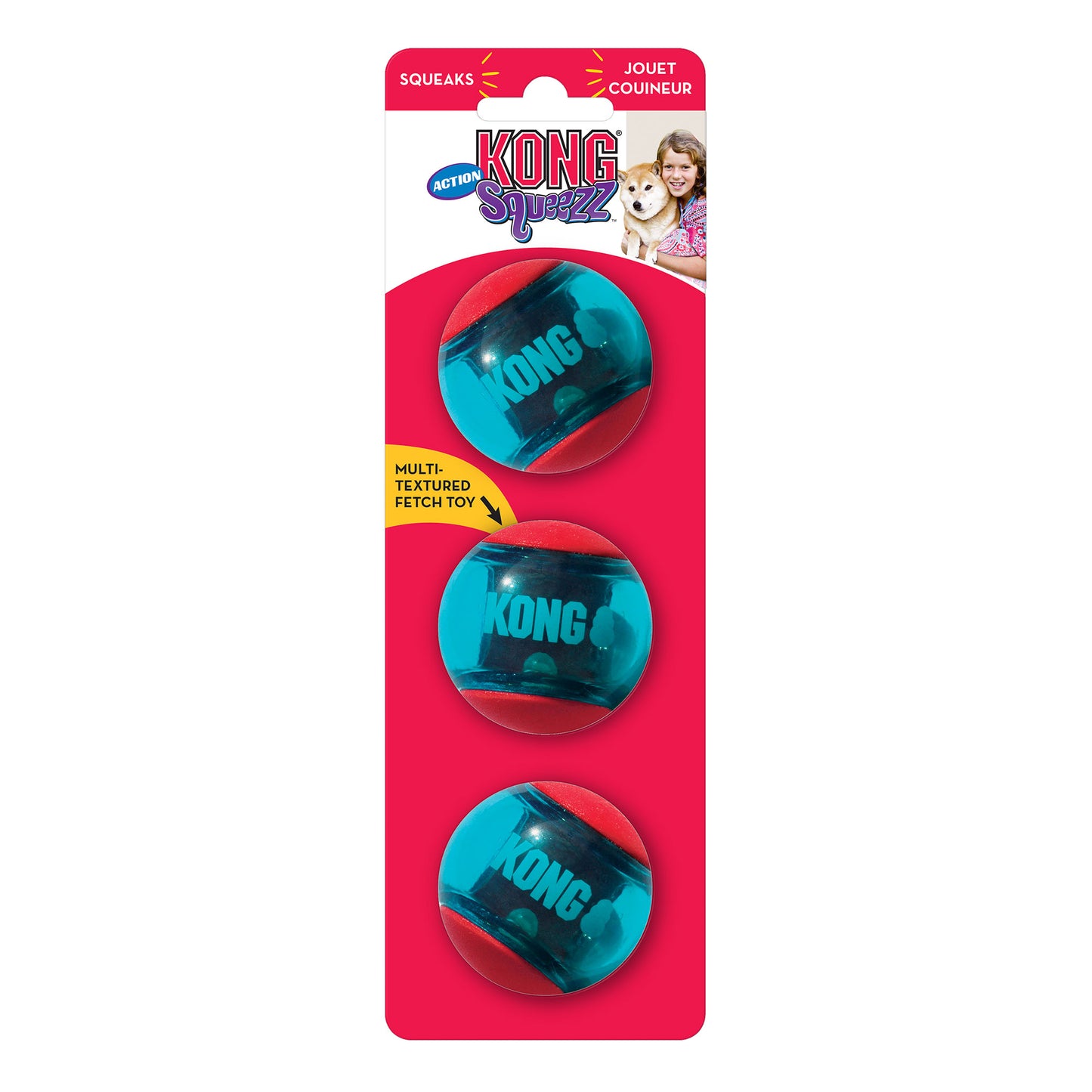KONG Squeezz Action Ball Red - Pack of 3