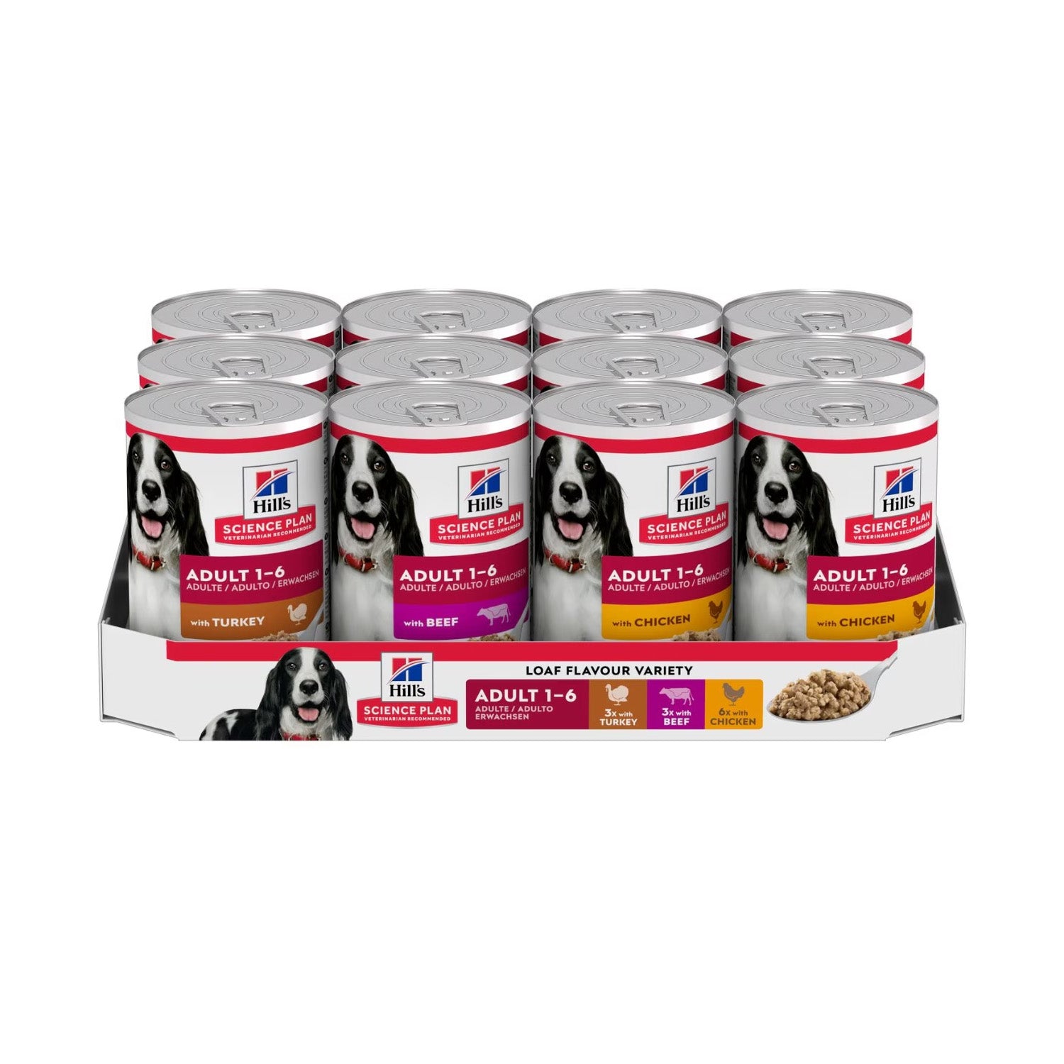 Hill's Hill'S Science Plan Beef Chicken Turkey Adult Wet Dog Food pet food packaging
