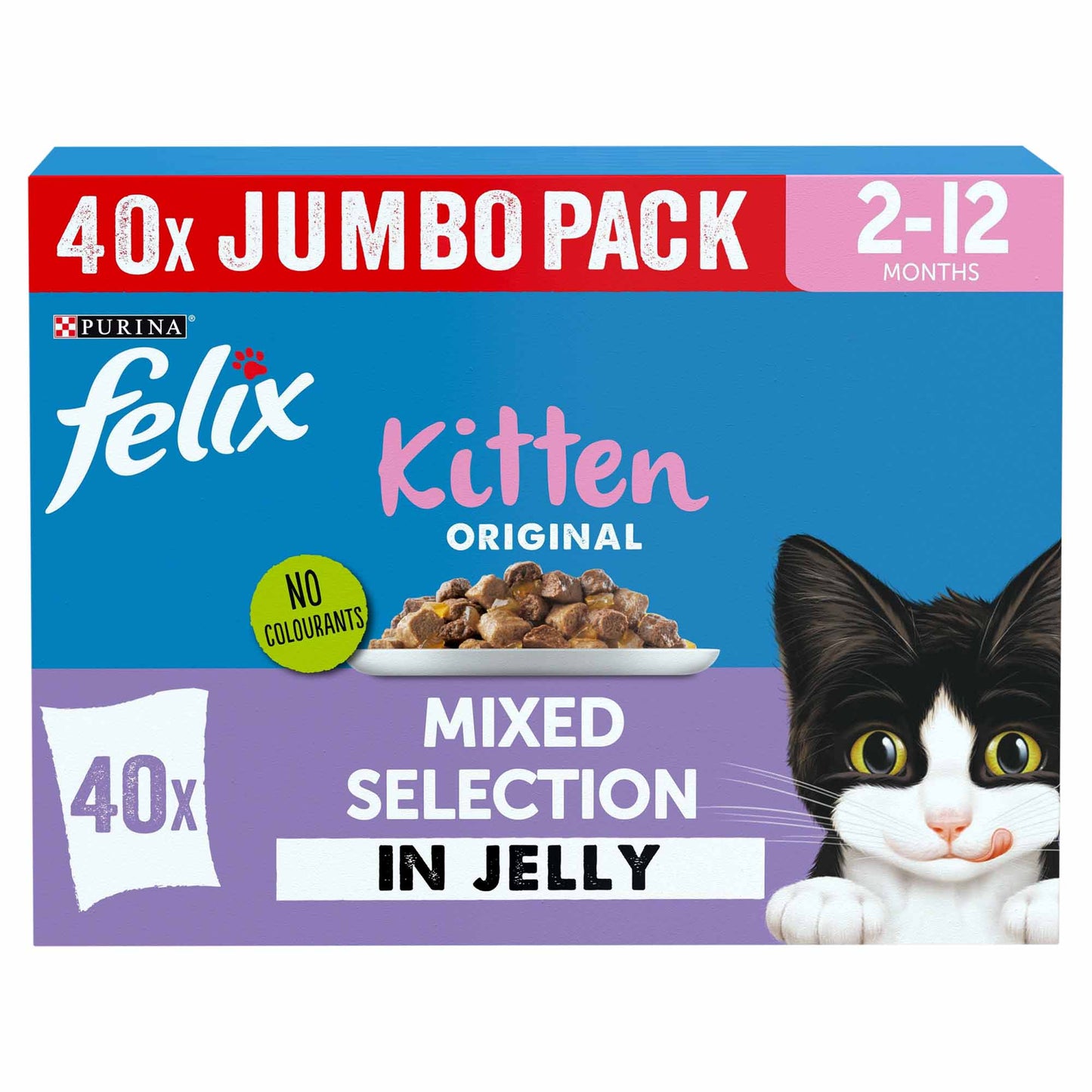 Felix Original Kitten Wet Cat Food in Jelly - Mixed Selection - 40x85g Pouches