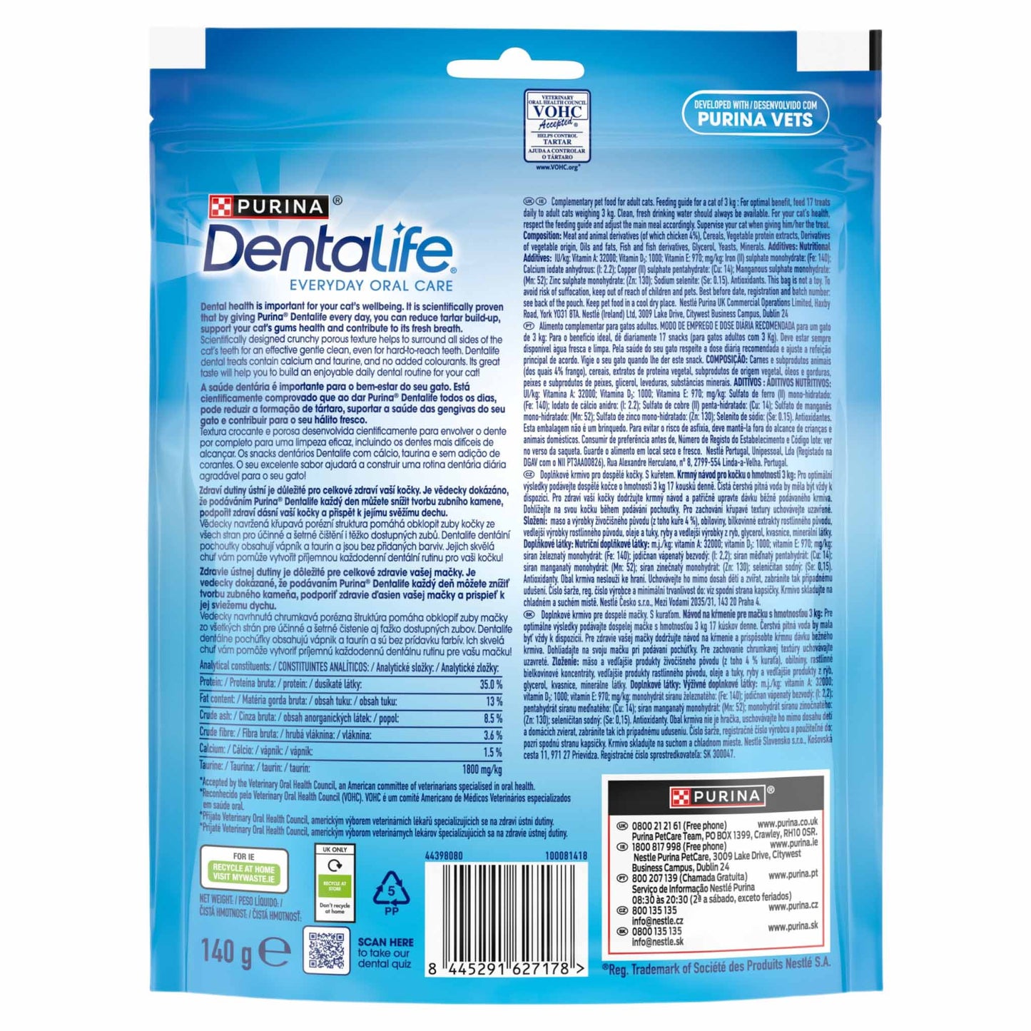 Dentalife Adult Cat Treats - Chicken - 140g