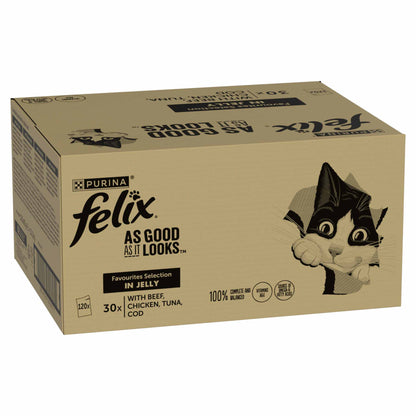 Felix As Good As It Looks Adult Wet Cat Food in Jelly - Favourites Selection - 120x85g Pouches