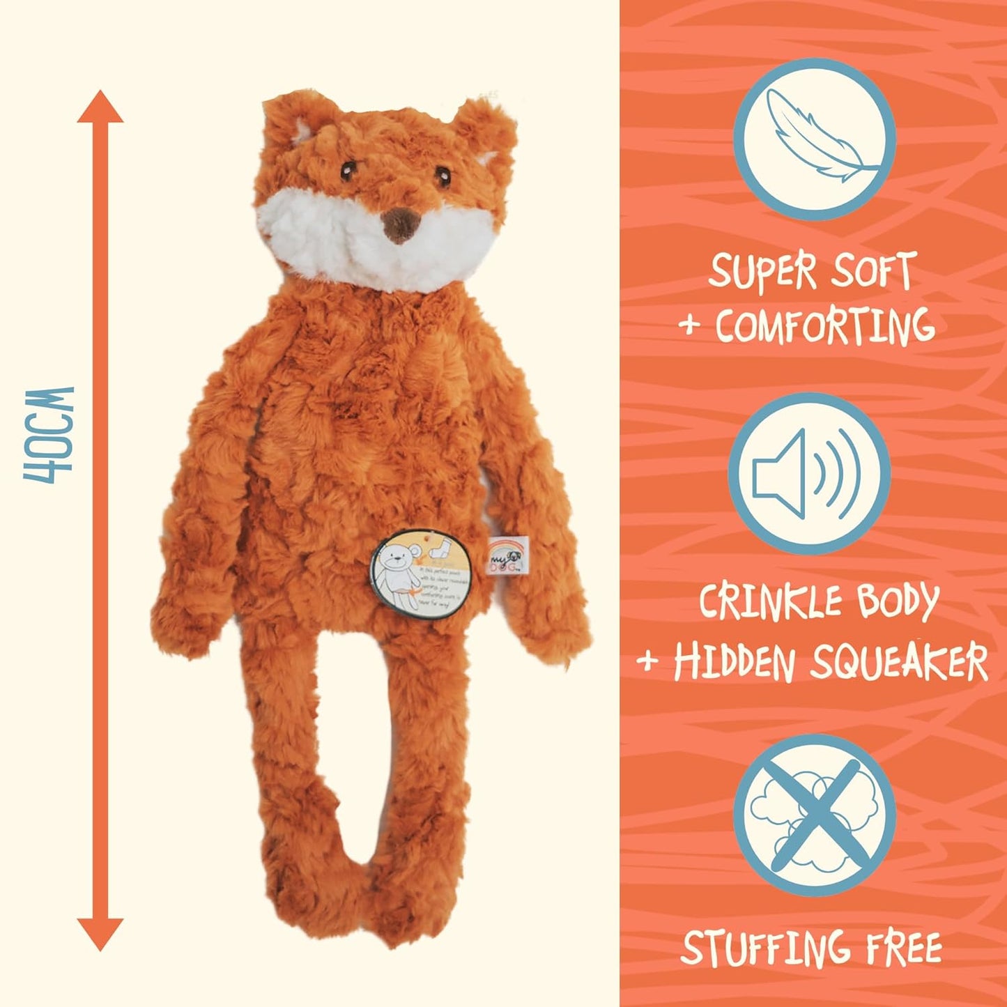 Rosewood My Dog Fox Stuffingless Dog Toy