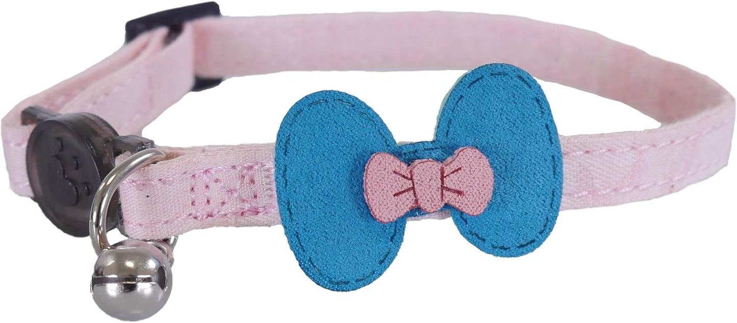 Rosewood Catwalk Collection Pink & Teal Bow Cat Collar